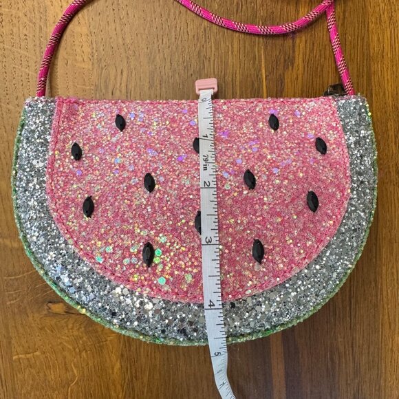 CREWCUTS Glitter Watermelon Crossbody Bag Girls Pink & Green Fruit Sparkle Purse - Picture 5 of 9